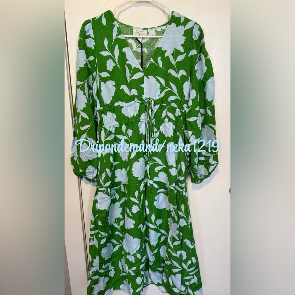 Kate Spade New York X Target- Women's Classic Rose Linen Long Sleeve Maxi Dress - Picture 3 of 7